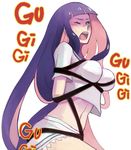  alternate_costume arms_behind_back bad_id bad_pixiv_id bdsm blue_eyes blush bondage bound box_tie ghost_(psg) long_hair midriff panty_&amp;_stocking_with_garterbelt purple_hair sailor_collar simple_background solo stocking_(psg) tears toyger very_long_hair wince 