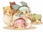  :3 animal_costume animal_ears antennae bad_id bad_pixiv_id bow cirno hair_bow hair_ribbon masirosu multiple_girls mystia_lorelei ribbon rumia sheep_costume team_9 touhou wriggle_nightbug 