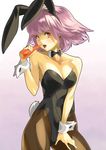  animal_ears bunny_ears bunnysuit carrot original pantyhose purple_hair red_eyes shimotsuki_eight short_hair solo 