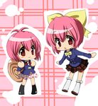  chibi mio_(needless) needless pink_hair red_eyes reimin ribbon 