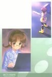  akizuki_ritsuko black_hair braid computer cosmic_&amp;_funny_(idolmaster) glasses goto_p highres idolmaster idolmaster_(classic) 