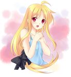  467_(artist) ahoge blonde_hair fate_testarossa hair_ribbon long_hair low-tied_long_hair lyrical_nanoha mahou_shoujo_lyrical_nanoha red_eyes ribbon solo 