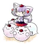  :3 animal_ears blush_stickers chibi hat inubashiri_momiji konpaku_youmu_(ghost) mofuji odd_one_out solo tail tokin_hat touhou wolf_ears wolf_tail yume_shokunin 