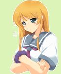  bad_id bad_pixiv_id blue_eyes blush crossed_arms frown kousaka_kirino long_hair orange_hair ore_no_imouto_ga_konna_ni_kawaii_wake_ga_nai school_uniform serafuku sigh simple_background solo tsukishiro_kou upper_body 