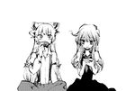  blush comic drinking fujiwara_no_mokou greyscale kamishirasawa_keine monochrome multiple_girls shinoasa silent_comic touhou 