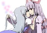  adjusting_hair couple fujiwara_no_mokou hand_on_shoulder hinoki_bayashi imminent_kiss kamishirasawa_keine long_hair multiple_girls no_hat no_headwear sketch touhou yuri 