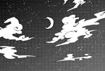  comic crescent_moon greyscale monochrome moon night night_sky no_humans shinoasa silent_comic sky star_(sky) starry_sky touhou 