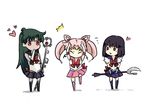  3girls bishoujo_senshi_sailor_moon boots bow chibi chibi_usa dancing garnet_rod half_updo heart holding holding_spear holding_staff holding_weapon knee_boots magical_girl meiou_setsuna multiple_girls nako_(nonrain) outer_senshi pink_footwear pink_sailor_collar polearm purple_footwear purple_sailor_collar purple_skirt red_bow sailor_chibi_moon sailor_collar sailor_pluto sailor_saturn sailor_senshi sailor_senshi_uniform silence_glaive skirt spear staff tomoe_hotaru weapon 