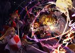  alice_margatroid blonde_hair bow bow_(weapon) braid broom broom_riding capelet doll hair_bow hairband kirisame_marisa lance malice_cannon mini-hakkero multiple_girls polearm shanghai_doll shield short_hair sorano_eika sword touhou weapon yellow_eyes 