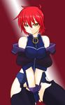  artist_request bare_shoulders fingerless_gloves gloves lyrical_nanoha mahou_shoujo_lyrical_nanoha_strikers mahou_shoujo_lyrical_nanoha_vivid nove_(nanoha) numbers_(nanoha) red_hair solo yellow_eyes 