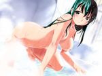  ai_(popotan) bath bent_over blush breasts convenient_censoring game_cg green_eyes green_hair jpeg_artifacts large_breasts long_hair nipples nude popotan solo steam steam_censor watanabe_akio wet 