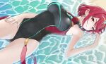  1girl absurdres bangs black_swimsuit breasts chest_jewel competition_swimsuit highres large_breasts mameroku one-piece_swimsuit pyra_(pro_swimmer)_(xenoblade) pyra_(xenoblade) red_eyes red_hair red_swimsuit short_hair solo swept_bangs swimsuit two-tone_swimsuit xenoblade_chronicles_(series) xenoblade_chronicles_2 