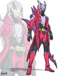  1boy adapted_costume alternate_costume armor bat belt commentary crossover dante_(devil_may_cry) devil_may_cry_(series) devil_may_cry_3 devil_trigger helmet highres kamen_rider mask nevan purple_eyes rider_belt sketch to_ze transformation weapon 