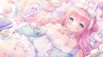  animal_ears bloomers bunny_ears cleavage garter no_bra omochi_monaka pajama tagme wallpaper 