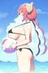  ass bikini cloba erect_nipples horns ilulu kobayashi-san_chi_no_maid_dragon pointy_ears swimsuits thong wet 