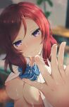  asou_(asabu202) breasts cum love_live! nipples nishikino_maki no_bra open_shirt seifuku wet 