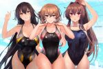  kantai_collection kasumi_(skchkko) mutsu_(kancolle) nagato_(kancolle) swimsuits wet yamato_(kancolle) 