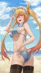  ass bikini horns kobayashi-san_chi_no_maid_dragon swimsuits thighhighs tooru_(kobayashi-san_chi_no_maid_dragon) yj 
