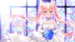  animal_ears cleavage dress iris_mysteria!_~shoujo_no_tsumugu_yume_no_hiseki~ lydia_(iris_mysteria!) narumi_yuu nekomimi skirt_lift wedding_dress 