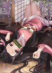  japanese_clothes kamado_nezuko kikistark kimetsu_no_yaiba skirt_lift tagme 