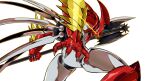  axe from_side getter_arc getter_robo getter_robo_arc highres holding holding_axe leaning_forward mecha mechanical_wings no_humans open_mouth pillar_buster science_fiction sharp_teeth solo super_robot teeth white_background wings yellow_eyes 