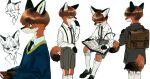 1boy absurdres animal_ears animal_nose aqua_eyes backpack bag bangs black_coat black_fur black_necktie blue_sweater bob_cut body_fur book breast_pocket brown_fur brown_hair child closed_mouth coat collared_shirt commentary fangs fox_ears fox_girl fox_tail from_behind furry furry_male green_footwear grey_shorts hand_to_own_mouth hand_up highres holding holding_book kneehighs long_sleeves looking_at_viewer looking_down male_focus mayumochini multiple_views necktie open_book open_mouth original partially_colored pocket shiny shiny_hair shirt shirt_tucked_in shoes short_hair shorts sideways_mouth simple_background sitting sketch snout standing suspender_shorts suspenders suspenders_slip sweater tail upper_body white_background white_fur white_legwear white_shirt 