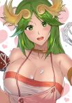  1girl apron ashiomi_masato bare_shoulders breasts choker cleavage dress green_eyes green_hair kid_icarus large_breasts long_hair looking_at_viewer open_mouth palutena smile solo super_smash_bros. very_long_hair 