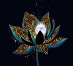  black_background commentary_request dripping eye_focus eyeball flower glowing gold highres houseki_no_kuni ko_ryou liquid_metal lotus no_humans phosphophyllite_(ll) 
