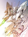  absurdres arm_blade clenched_hand eclipse_gundam energy_blade green_eyes gundam gundam_seed gundam_seed_eclipse highres matutoya mecha mobile_suit no_humans open_hand science_fiction solo v-fin weapon 