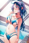  angel bikini blew_andwhite blue_archive hayase_yuuka swimsuits undressing 