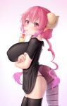  arvind breast_hold dress erect_nipples horns ilulu kobayashi-san_chi_no_maid_dragon pantsu pointy_ears skirt_lift tail wardrobe_malfunction 