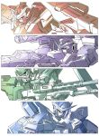  aiming arm_blade gun gundam gundam_00 gundam_dynames gundam_exia gundam_kyrios gundam_virtue highres holding holding_gun holding_weapon looking_ahead looking_down mecha mobile_suit nanao_parakeet no_humans rifle science_fiction sniper_rifle weapon 