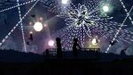  2girls bird commentary_request fireworks hat light maribel_hearn multiple_girls night railing silhouette skirt standing tokoroten_(hmmuk) touhou usami_renko wide_shot 