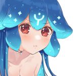  1girl 2021 4st3r bao_(vtuber) blue_hair blush breasts closed_mouth commentary english_commentary eyebrows_visible_through_hair indie_virtual_youtuber pout pouty_lips red_eyes simple_background virtual_youtuber white_background 