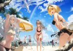  2boys 6+girls absurdres alchemy_stars alternate_costume animal_ears antenna_hair arms_up bag ball bangs bare_legs barefoot barton_(alchemy_stars) beach beach_umbrella beachball bikini black_bikini blindfold bow bow_bikini bracelet breasts brooch buried carleen_(alchemy_stars) charon_(alchemy_stars) cleavage closed_eyes cloud commentary_request crossed_arms curie_(alchemy_stars) duffel_bag floating flower food frilled_bikini frills fruit grey_hair gronru_(alchemy_stars) hair_bun hair_flower hair_intakes hair_ornament hand_in_hair handbag hara_kenshi hat highres hiiro_(alchemy_stars) horns huge_filesize jewelry long_hair looking_at_viewer looking_back male_swimwear mechanical_arms medium_breasts mismatched_bikini mountain mouth_drool ms._blanc_(alchemy_stars) multicolored_hair multiple_boys multiple_girls nadine_(alchemy_stars) navel official_alternate_costume one_knee open_mouth outdoors palm_tree philyshy_(alchemy_stars) pink_hair platform_footwear ponytail rainbow reaching_out sand sandals sarashi scar scar_across_eye shade sharona_(alchemy_stars) shirtless shore short_hair shorts sidelocks sitting sky sleeping small_breasts soroz_(alchemy_stars) standing suikawari surfboard swim_trunks swimsuit tail tree two-tone_hair umbrella upper_teeth vice_(alchemy_stars) vivian_(alchemy_stars) walking water water_balloon watermelon wetsuit white_hair yellow_eyes zoya_(alchemy_stars) 