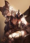  1girl bangs braid breasts cleavage erune genyaky granblue_fantasy heles highres large_breasts long_hair looking_at_viewer silver_hair single_braid solo yellow_eyes 