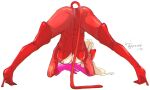  1girl ass blonde_hair bodysuit boots breasts commentary_request crotch_seam fake_tail from_behind gloves high_heel_boots high_heels jack-o&#039;_challenge komugi_(mugiwaraclub) large_breasts latex long_hair meme persona persona_5 red_bodysuit red_footwear red_mask shiny shiny_clothes signature solo tail takamaki_anne thigh_boots thighhighs underboob upside-down 