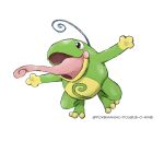  brown_eyes commentary do9bessa english_commentary full_body gen_2_pokemon no_humans open_mouth outstretched_arms pokemon pokemon_(creature) politoed solo toes tongue tongue_out 