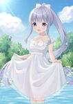  cleavage dress see_through skirt_lift summer_dress tagme wet wet_clothes 