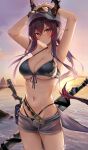  arknights bikini ch&#039;en_(arknights) horns megane ru_zhai swimsuits sword tail 