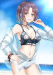  asakura_tooru bikini mabanna open_shirt see_through swimsuits the_idolm@ster the_idolm@ster_shiny_colors 