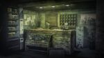  aki_unit_2 candy candy_bar chair desk door electric_fan file_cabinet food highres indoors key lamp no_humans original picture_(object) plant potted_plant scenery vending_machine wooden_door wooden_floor 