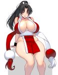  1girl absurdres breasts brown_hair curvy fat fatal_fury high_ponytail highres large_breasts looking_at_viewer masao pelvic_curtain plump ponytail revealing_clothes rope shiranui_mai sideboob smash_is_for_good_boys_and_girls smile snk solo the_king_of_fighters thighs yellow_eyes 