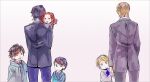  1girl 5boys albus_severus_potter black_hair blonde_hair brother_and_sister brothers carrying draco_malfoy father_and_son formal harry_james_potter harry_potter harry_potter:_the_cursed_child ihiro james_sirius_potter lily_luna_potter long_hair multiple_boys older red_hair scorpius_malfoy short_hair siblings suit younger 