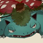  bright_pupils claws commentary_request gen_1_pokemon leaf looking_to_the_side no_humans open_mouth plant pokemon pokemon_(creature) red_eyes sharp_teeth solo teeth uninori venusaur vines white_pupils 