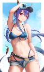  arknights bikini ch&#039;en_(arknights) horns masai_no_senshi megane swimsuits tail 