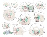  :&lt; :d closed_eyes commentary_request cottonee doll fluffy gen_5_pokemon highres no_humans open_mouth pokemon pokemon_(creature) smile substitute_(pokemon) tongue uninori whimsicott 