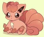  :o blush brown_eyes commentary_request full_body gen_1_pokemon green_background no_humans open_mouth pokemon pokemon_(creature) simple_background sitting solo toes vulpix yupo_0322 