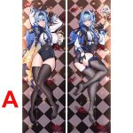  2girls arms_up ass black_gloves black_legwear black_leotard blue_capelet blue_neckwear blush bodystocking breasts cameltoe capelet chain checkered checkered_floor chibi commentary covered_navel dakimakura_(medium) eula_(genshin_impact) eyebrows_visible_through_hair flower from_above full_body genshin_impact gloves hair_between_eyes hairband hand_on_own_ass knees_together_feet_apart large_breasts leotard light_blue_hair looking_at_viewer lying medium_hair multiple_girls multiple_views necktie no_shoes on_back on_side open_mouth paimon_(genshin_impact) purple_eyes qi_yuan_zhi_yu sample shirt smile spider_lily thighhighs thighs white_shirt 