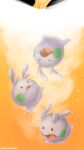  artist_name black_eyes closed_eyes commentary_request gen_6_pokemon goomy highres looking_down looking_up no_humans open_mouth orange_background pokemon pokemon_(creature) sasabunecafe tongue 
